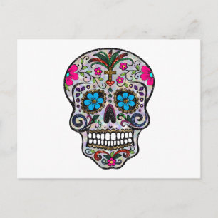 Glitzer Sugar Skull Postkarte