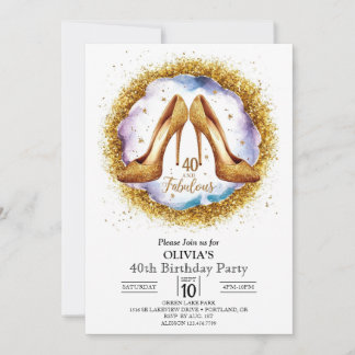 Glitzer Surprise Digital Gold 40. Geburtstag Einladung