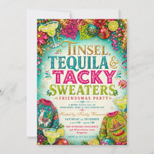 Glitzer-Tequila-Tacky-Sweater-Friendsmas-Party Einladung