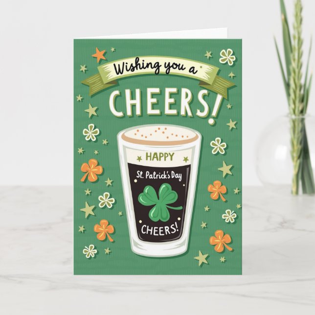 Glitzer-Textur-St.-Patricks-Karte Cheers Karte (Vorderseite)