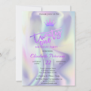 Glitzer Tiara Holographic 21. Geburtstag Party Einladung