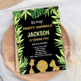 Glitzer Tiere Wild Ein Geburtstag Einladungen