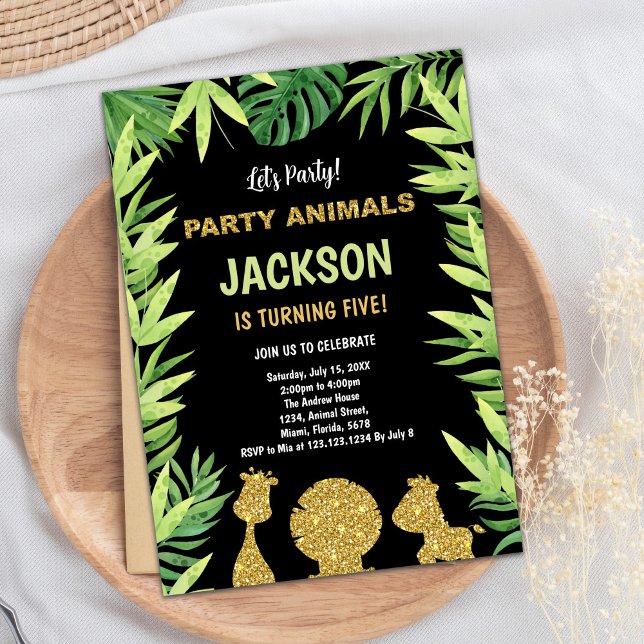 Glitzer Tiere Wild Ein Geburtstag Einladungen (Glitter Animals Wild One Birthday Invitations)