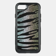 Glitzer Tiger Strip Case Gold Silver Blue