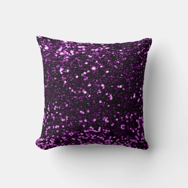 Glitzer TraubenmuschelSequin Lila Violettplatte Kissen (Vorderseite)