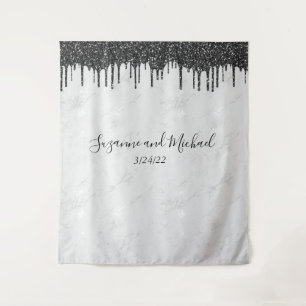 Glitzer-Tropfen aus schwarzem und weißem Marmor Ho Wandteppich