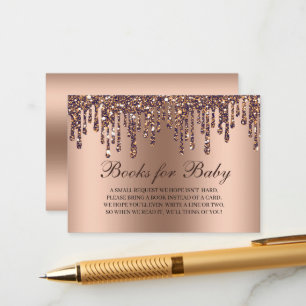 Glitzer Tropfen Bronze Babydusche Bücher für Baby Begleitkarte