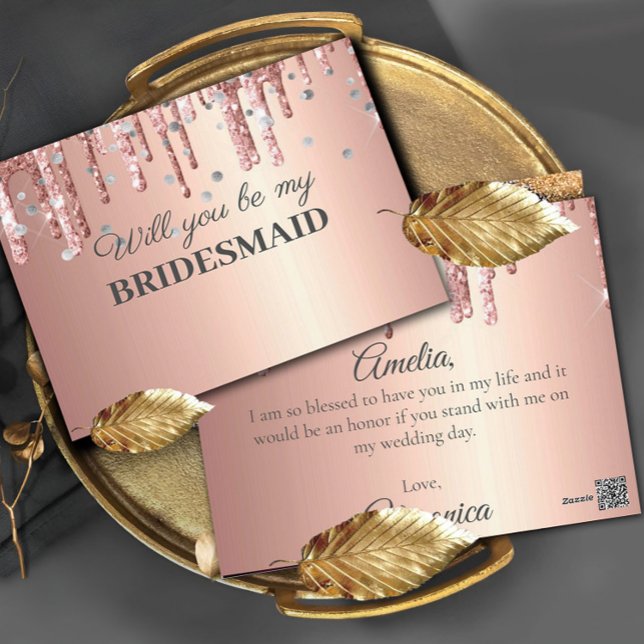 Glitzer Tropfen Elegant werden Sie mein Bridesmaid Postkarte (Von Creator hochgeladen)