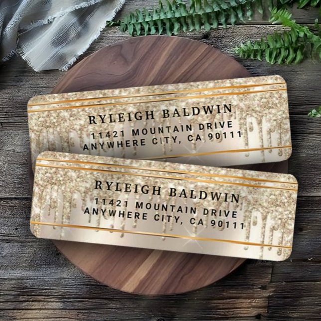 Glitzer-Tropfen Elegantes Rücksendeaufkleber (Von Creator hochgeladen)