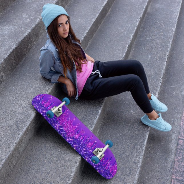 Glitzer Tropfen Girly Lila Pink Skateboard (Von Creator hochgeladen)