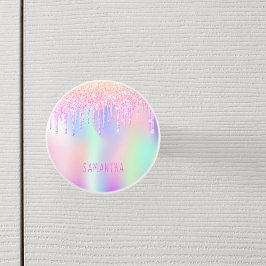 Glitzer Tropfen in Einhornfarbe Keramikknauf