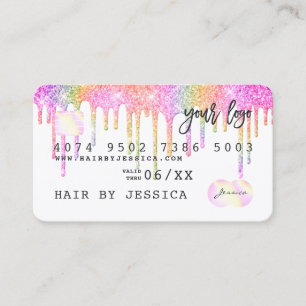 Glitzer Tropfen Kreditkarte holografische Regenbog Visitenkarte