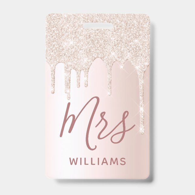 Glitzer Tropfen Lehrer Individuelle Name Lanyard I Ausweis (Vorderseite)