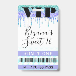Glitzer Tropfen Mermaid Aquamarin Lila Sweet 16 VI Ausweis