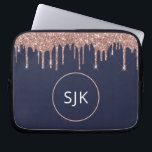 Glitzer Tropfen Mit Monogramm Navy Blue Rose Gold Laptopschutzhülle<br><div class="desc">Girly Blush Pink - Rose Gold und Navy Blue Imitats Glitzer Tropfen und Sparkle Elegant Mit Monogramm Initials Case. Dieser Fall kann so angepasst werden,  dass er Ihren Anfangs- und Vornamen enthält.</div>
