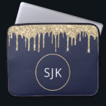 Glitzer Tropfen Navy Blue Gold Girl Mit Monogramm Laptopschutzhülle<br><div class="desc">Luxuriöse Gold und Navy Blue Imitats Glitzer und Sparkle Elegant Mit Monogramm Initials Case. Dieser Fall kann so angepasst werden,  dass er Ihren Anfangs- und Vornamen enthält.</div>