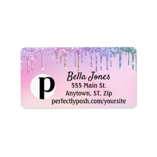Glitzer Tropfen Pastel Perfect Posh Address Label Adressaufkleber
