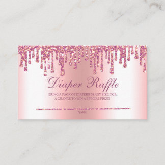 Glitzer Tropfen Pink Babydusche Windelwanne Raffel Begleitkarte