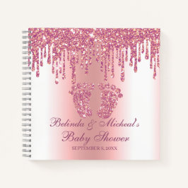 Glitzer Tropfen Pink Feet Baby Showbook Notizbuch