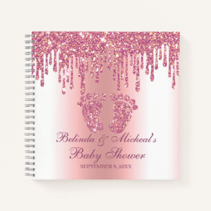 Glitzer Tropfen Pink Feet Baby Showbook Notizbuch