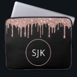 Glitzer Tropfen Rosa Rose Gold Monogramm Laptopschutzhülle<br><div class="desc">Blush Pink - Rose Gold und Black Imitats Glitzer und sparkle Elegant Mit Monogramm Initials Case. Dieser Fall kann so angepasst werden,  dass er Ihren Anfangs- und Vornamen enthält.</div>