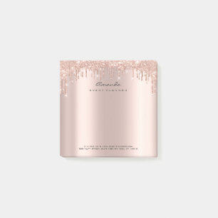 Glitzer Tropfen Rosa Rose Gold Name Adress Funkeln Post-it Klebezettel
