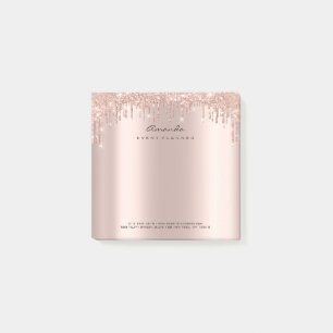 Glitzer-Tropfen-rosa Rosen-Goldnamen-Adresse Post-it Klebezettel