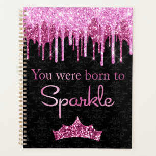 Glitzer Tropfen Rosa Schwarz Born to Sparkle Planer
