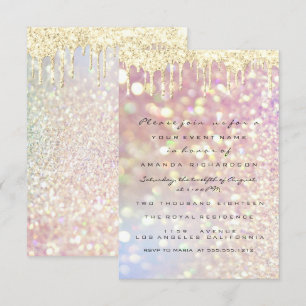 Glitzer Tropfen Rose Gold Bridal Sweet 16. Lux Einladung