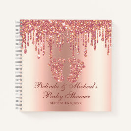 Glitzer Tropfen Rose Gold Feet Baby Showbook Notizbuch