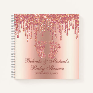 Glitzer Tropfen Rose Gold Feet Baby Showbook Notizbuch