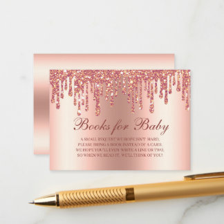 Glitzer Tropfen Rose Gold Kinderdusche Bücher für Begleitkarte