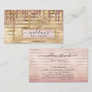 Glitzer Tropfen Rose Gold Nail Salon Beruflich Visitenkarte