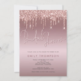Glitzer Tropfen Rose Gold Script Brautparty Einladung
