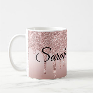 Glitzer-Tropfen-Roségold personalisiert Kaffeetasse