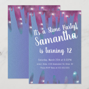 Glitzer Tropfen Schleim Party Geburtstag Funkeln B Einladung