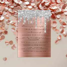 Glitzer Tropfen Silver Rose Gold Bridal Sweet 16. Einladung