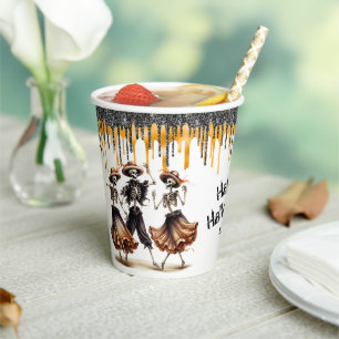 Glitzer Tropfen tanzen Skelett Halloween-Party Pappbecher