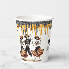 Glitzer Tropfen tanzen Skelett Halloween-Party Pappbecher