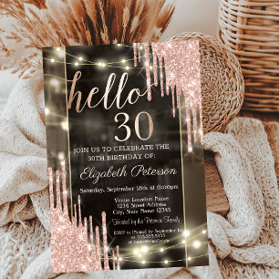 Glitzer Tropfens String Lights 30. Geburtstag Einladung