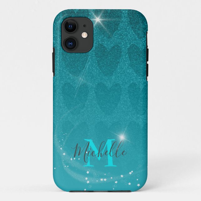 Glitzer Turqouise herts Case-Mate iPhone C Hülle (Rückseite)