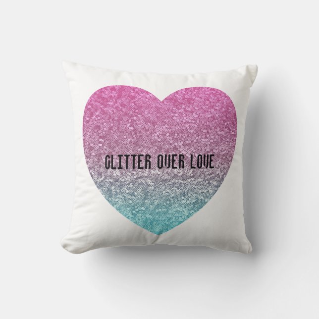 Glitzer über Liebe Kissen (Vorderseite)