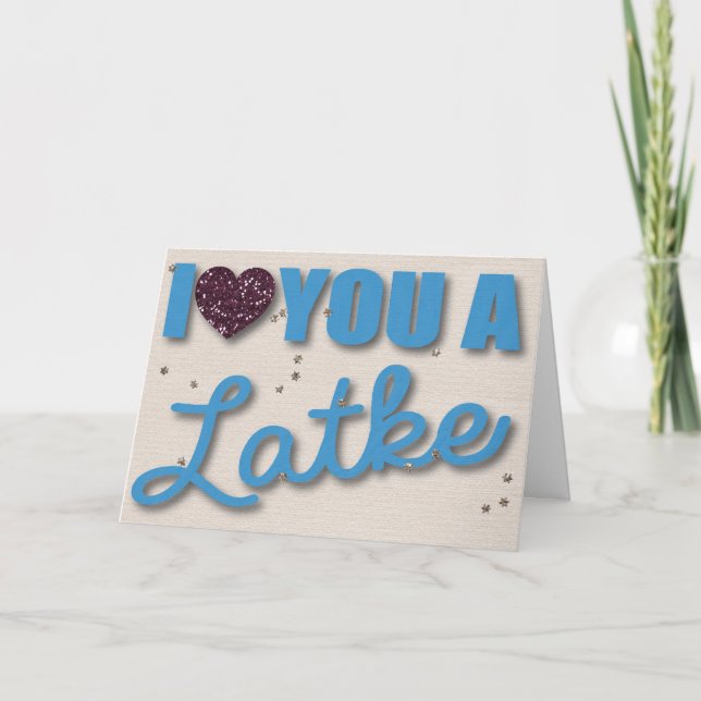 Glitzer und Latkes Hanukkah Feiertagskarte (Vorderseite)