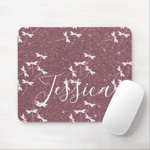 Glitzer und Libellen personalisiert Mousepad
