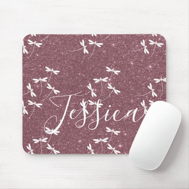 Glitzer und Libellen personalisiert Mousepad (Mit Mouse)
