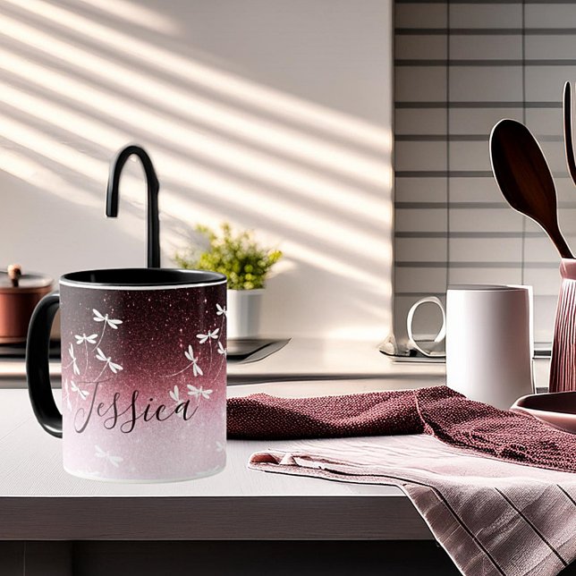 Glitzer und Libellen personalisiert Tasse (Von Creator hochgeladen)