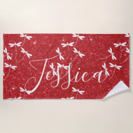 Glitzer und Libellen personalisierte Badetücher Strandtuch