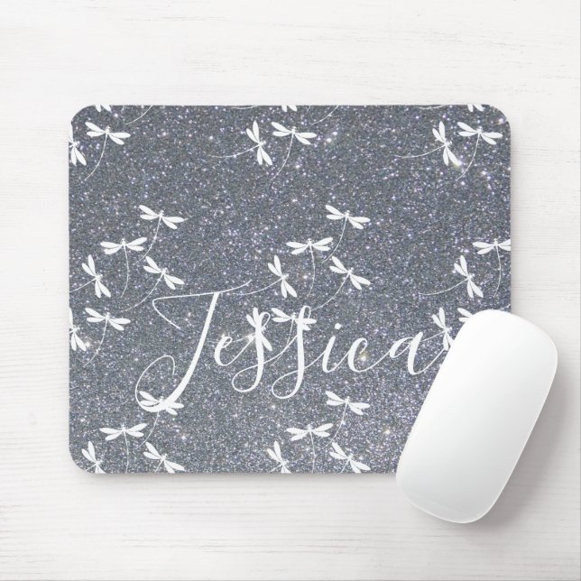 Glitzer und Libellen, personalisierte Maus-Pad Mousepad (Mit Mouse)