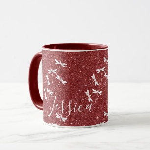 Glitzer- und Libellen personalisierter Becher Tasse