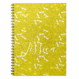 Glitzer und Libellen personalisiertes Notizbuch Notizblock